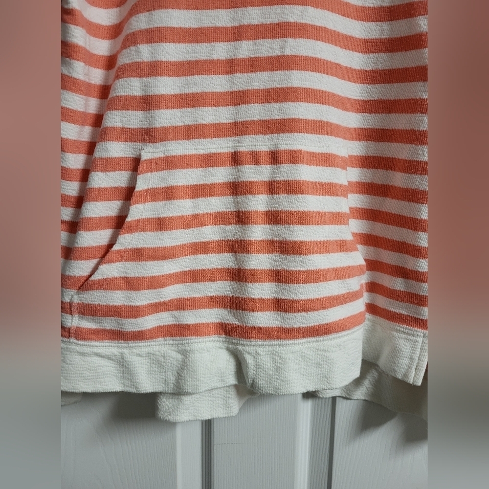 Jones New York Womens Striped Peach and White Hoodie Size M - Picture 4 of 10
